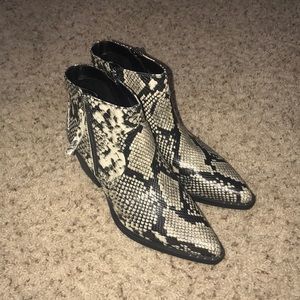 Snake print booties